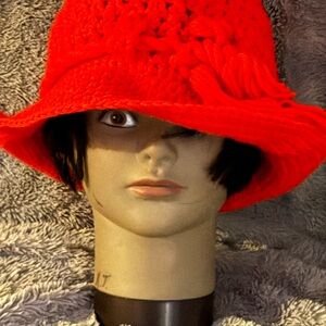 Handmade crochet red hat Sassy Dee collection